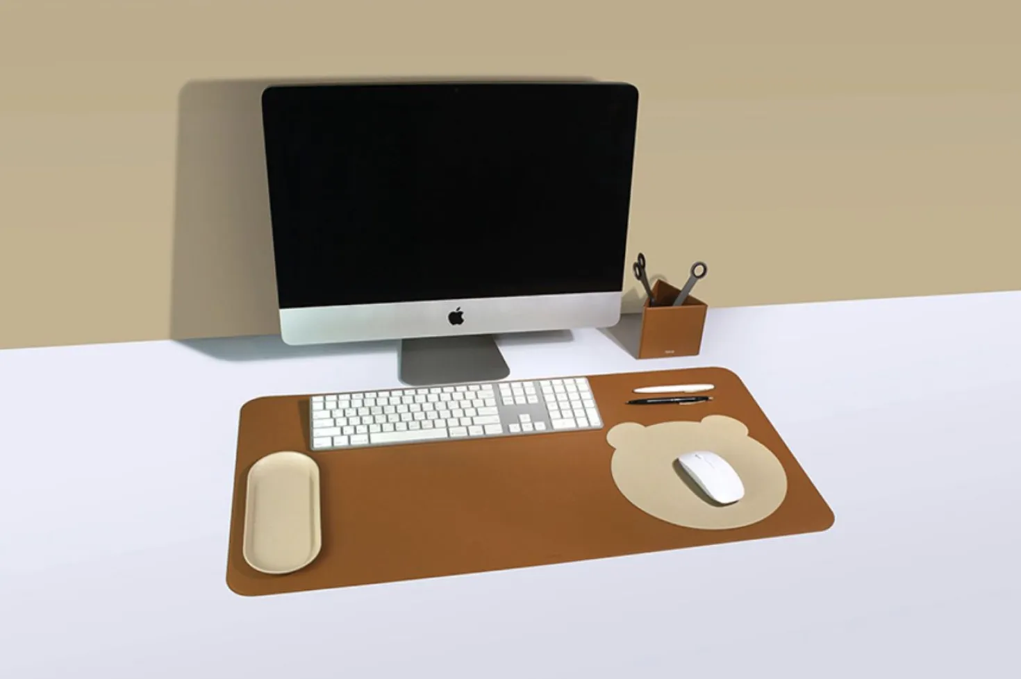 Bear Vegan Leather Mouse Pad