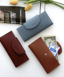 Button Vegan Leather Double Bill Pocket