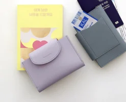 Button Vegan Leather Passport Wallet