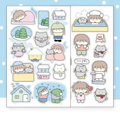 Cat and Hodu Winter Cozy Sticker