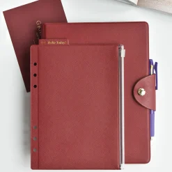 Classy Leather 6 Ring A5 Zipper Pocket