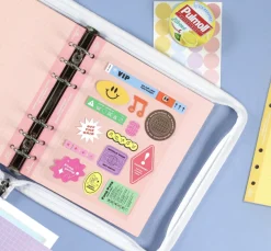 Colorful Square Grid 6 Ring A6 Wide Note Refill