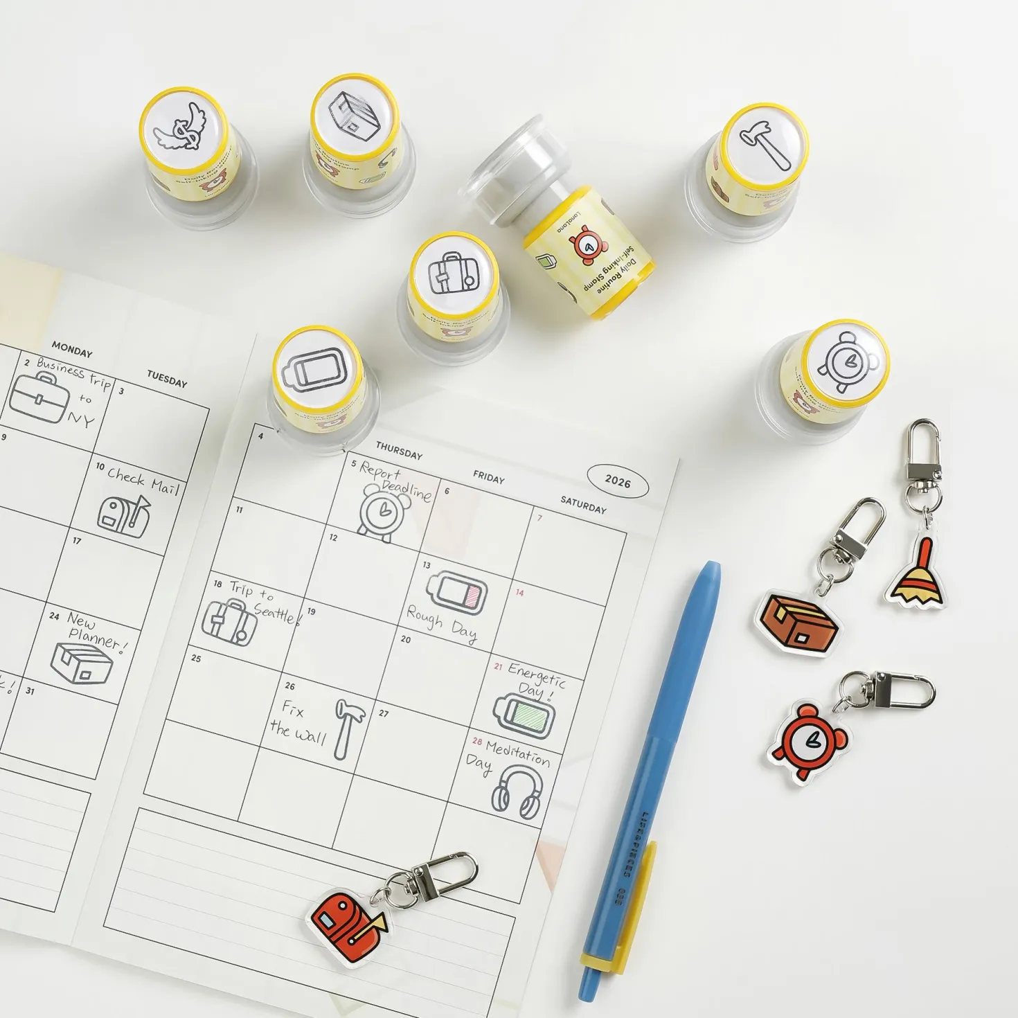 Daily Routine Acrylic Key Ring