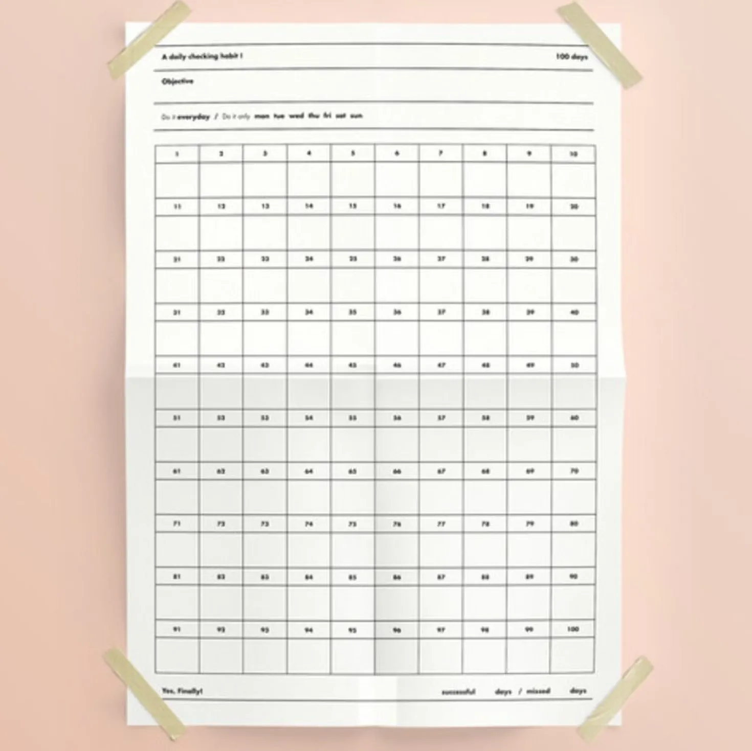 100 Days Goal Planning Sheet