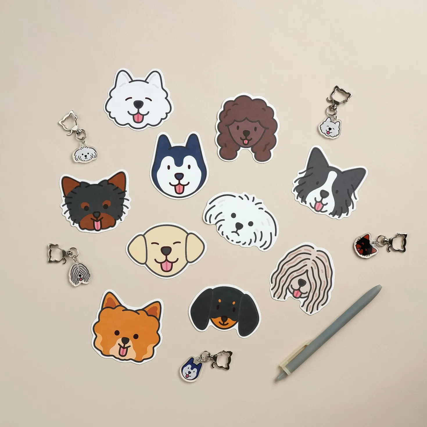 Dog Face Acrylic Key Ring