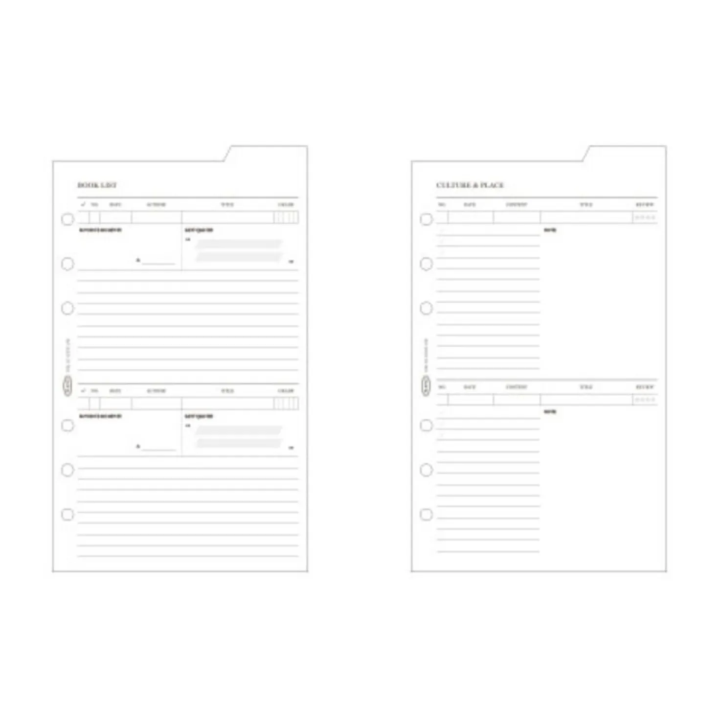 Double-sided Classy 6 Ring A6 Index Planner Refill v1