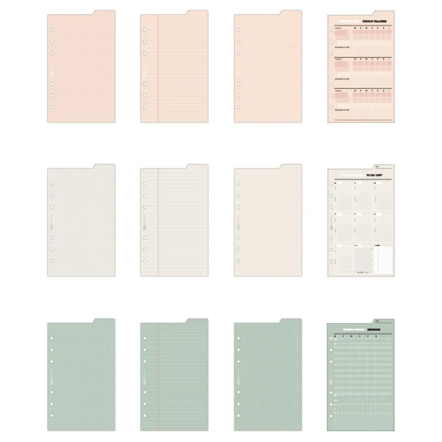Double-sided Classy 6 Ring A6 Index Planner Refill v1