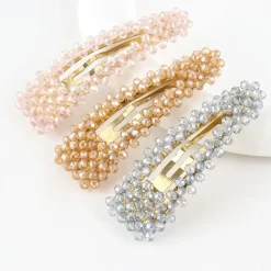 Gold Beads Hair Snap Clip