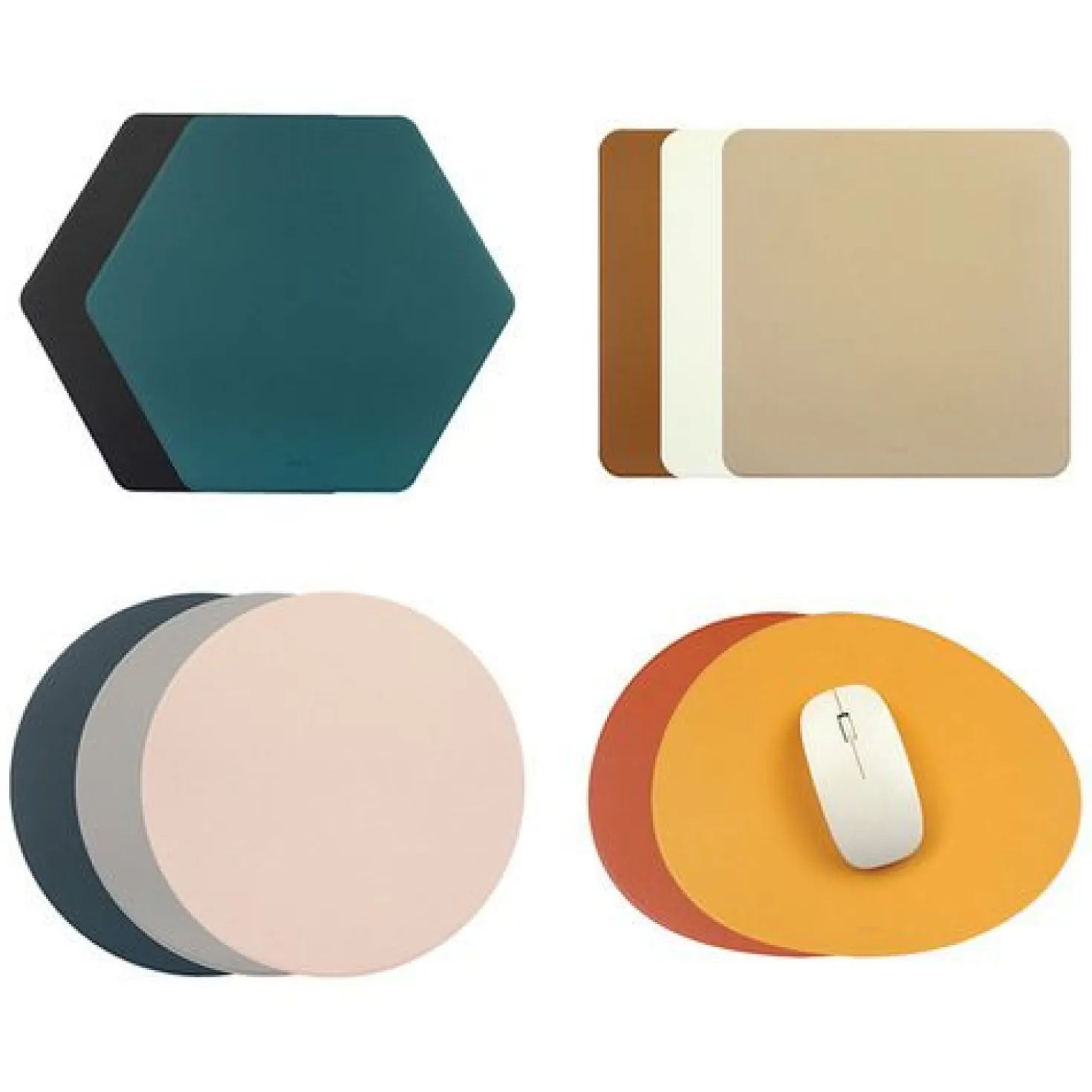 Hexagon Vegan Leather Mouse Pad