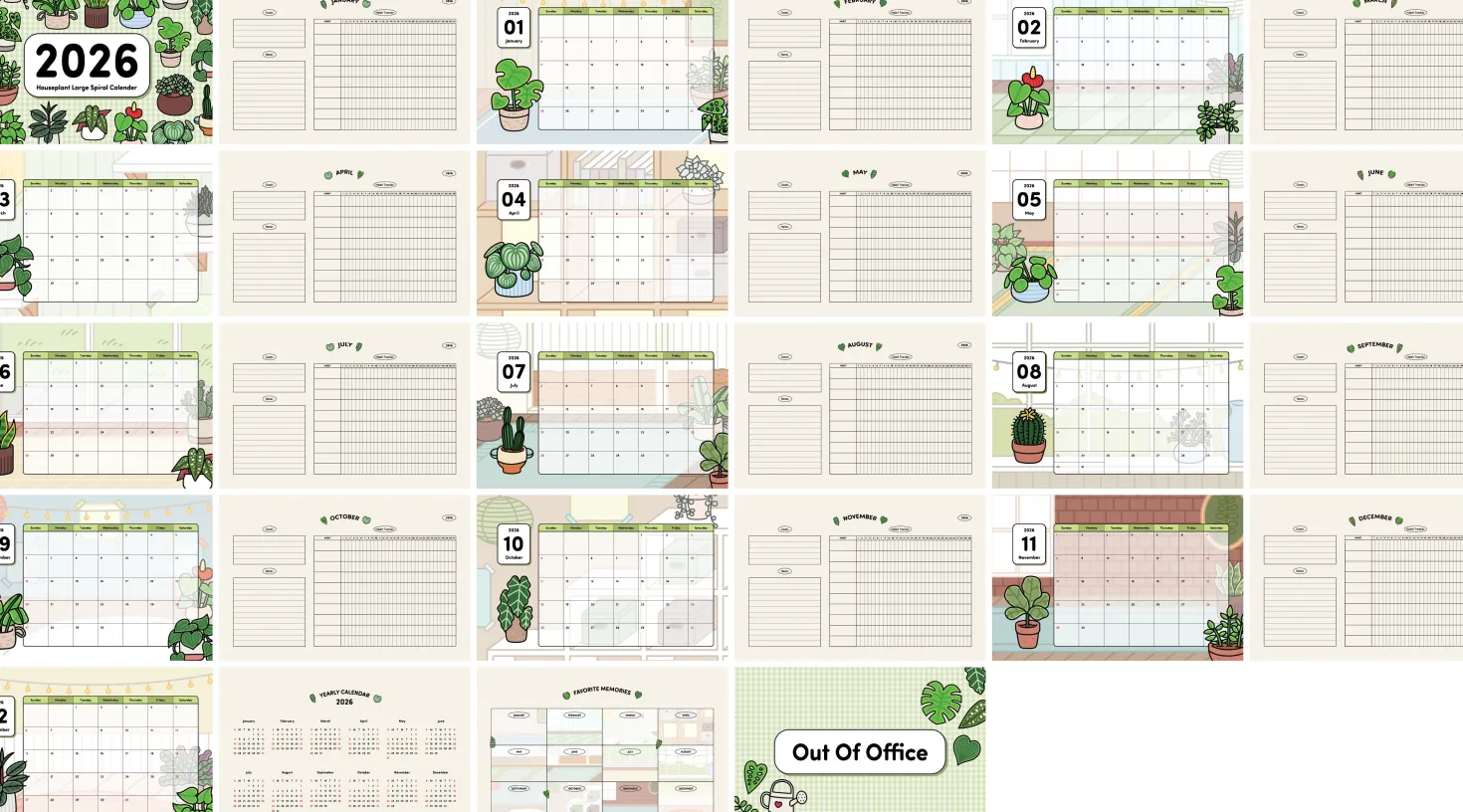 2026 Houseplant Large Spiral Calendar