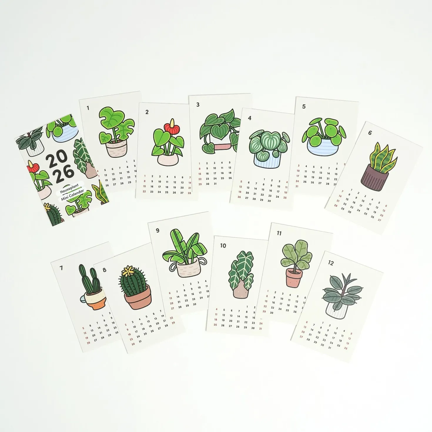 Houseplant 2026 Monthly Stationery Gift Set (7pcs)