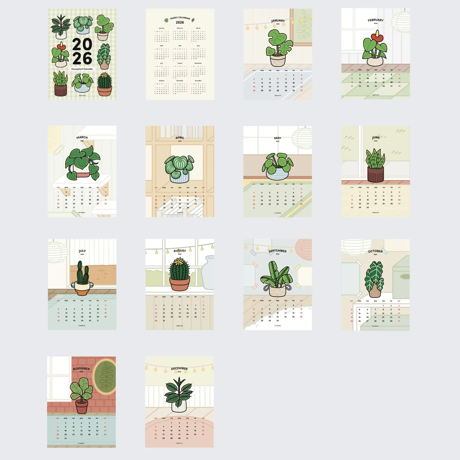 2026 Houseplant Wall Calendar