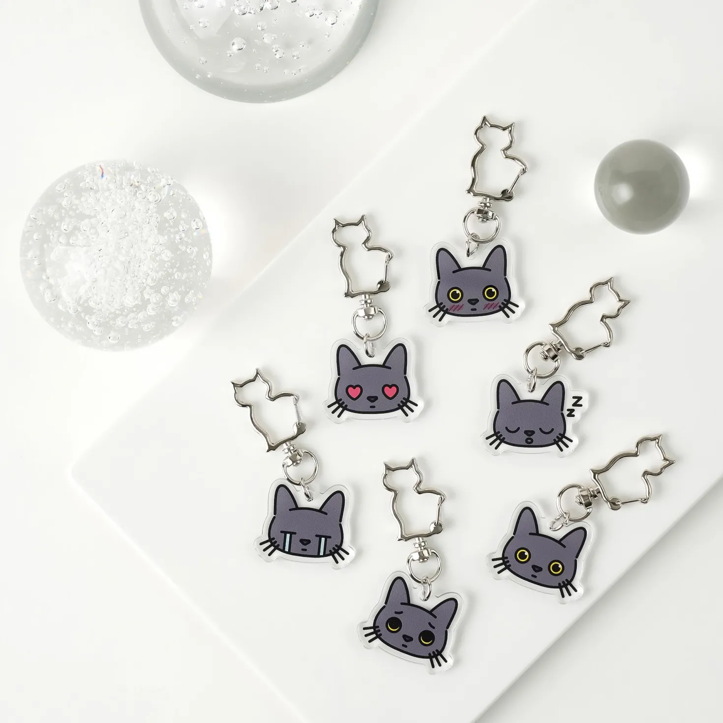 Lana Cat Emoji Acrylic Key Ring