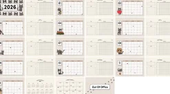 2026 Lana & Tuxedo Cat Large Spiral Calendar