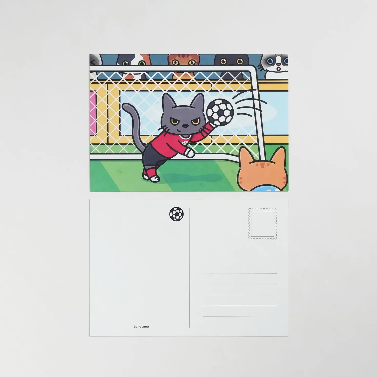 Lana & Tuxedo Cat Soccer Postcard