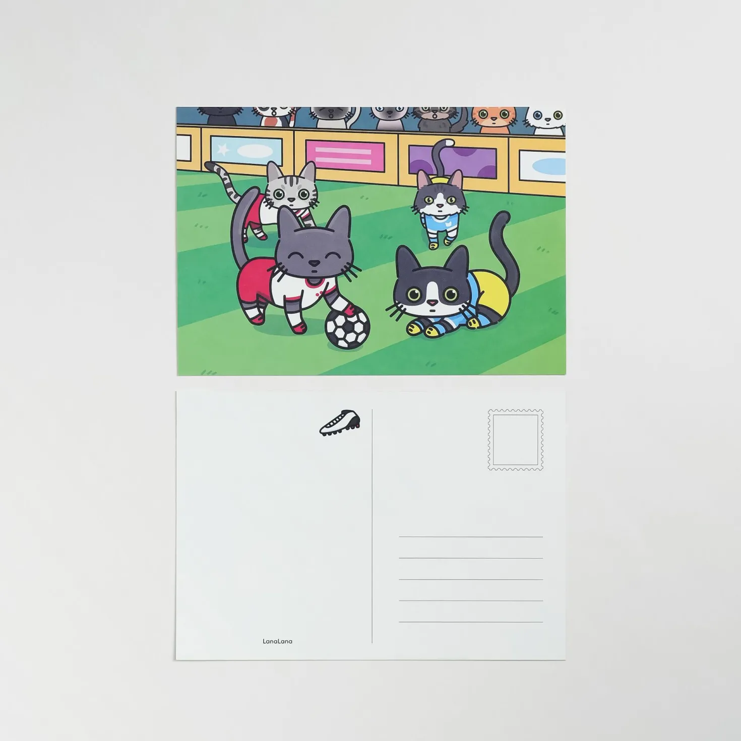 Lana & Tuxedo Cat Soccer Postcard