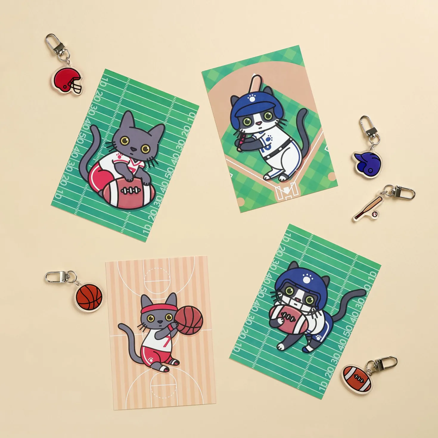 Lana & Tuxedo Cat Sports Postcard