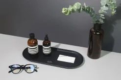 Large Vegan Leather Round Tray
