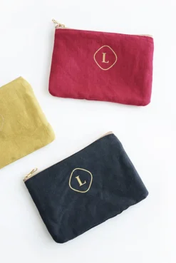 Mini Linen Gold Zipper Pouch