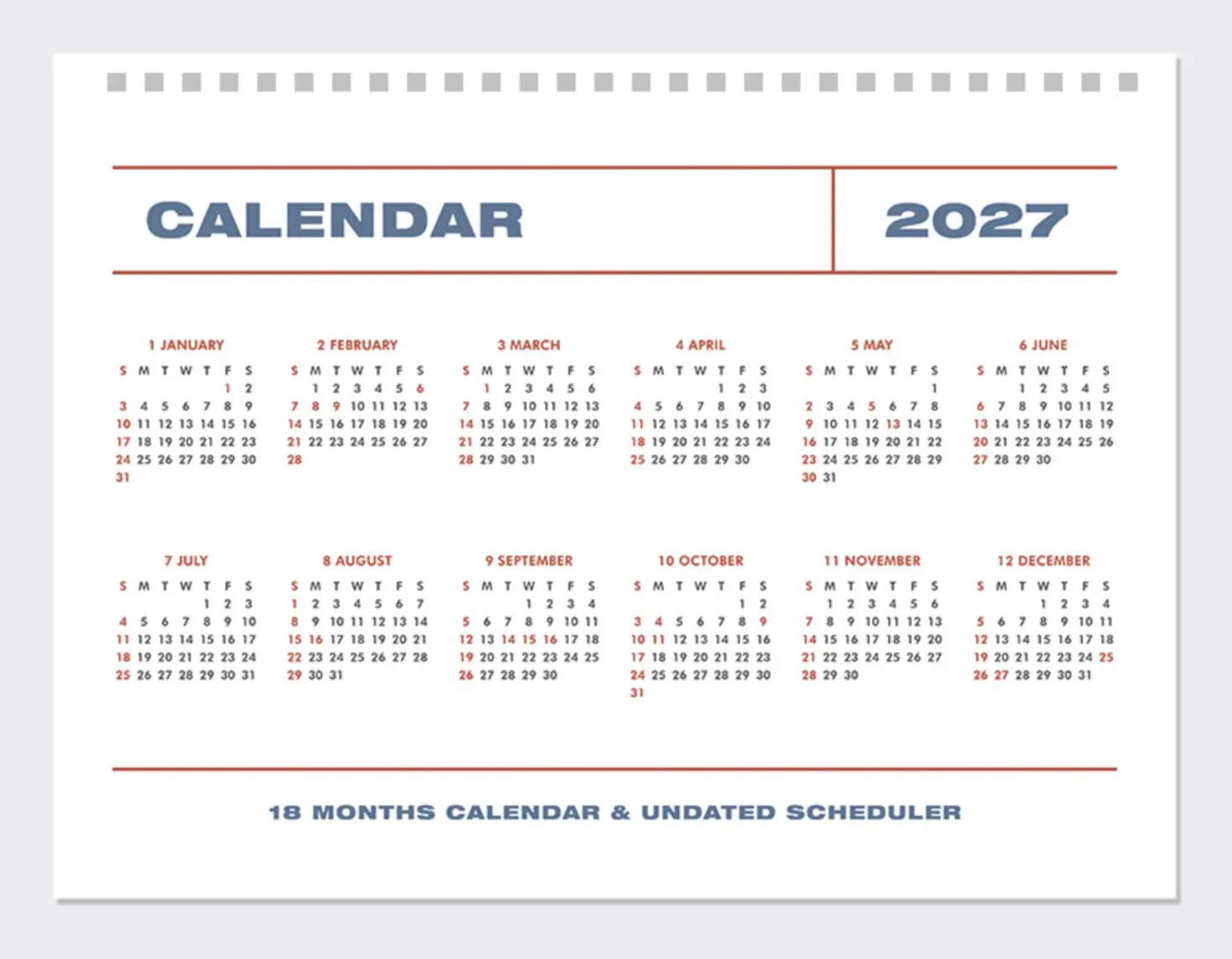 2025-2026 18 Months Desk Calendar