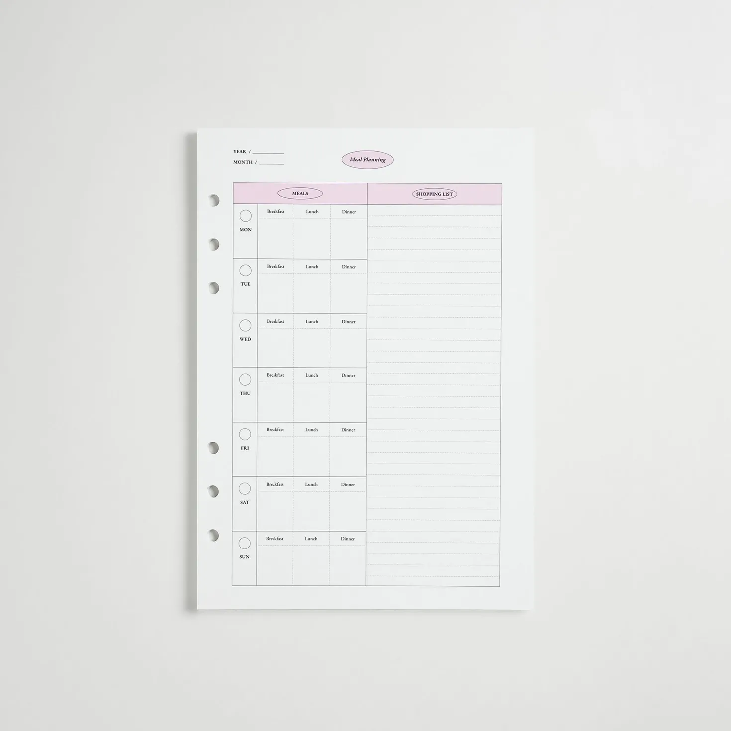 MYO Life 6 Ring A5 Planner Refill