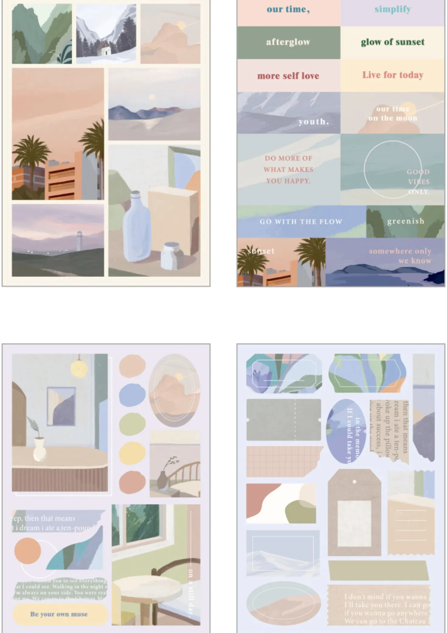 8pcs Afterglow Deco Sticker Set