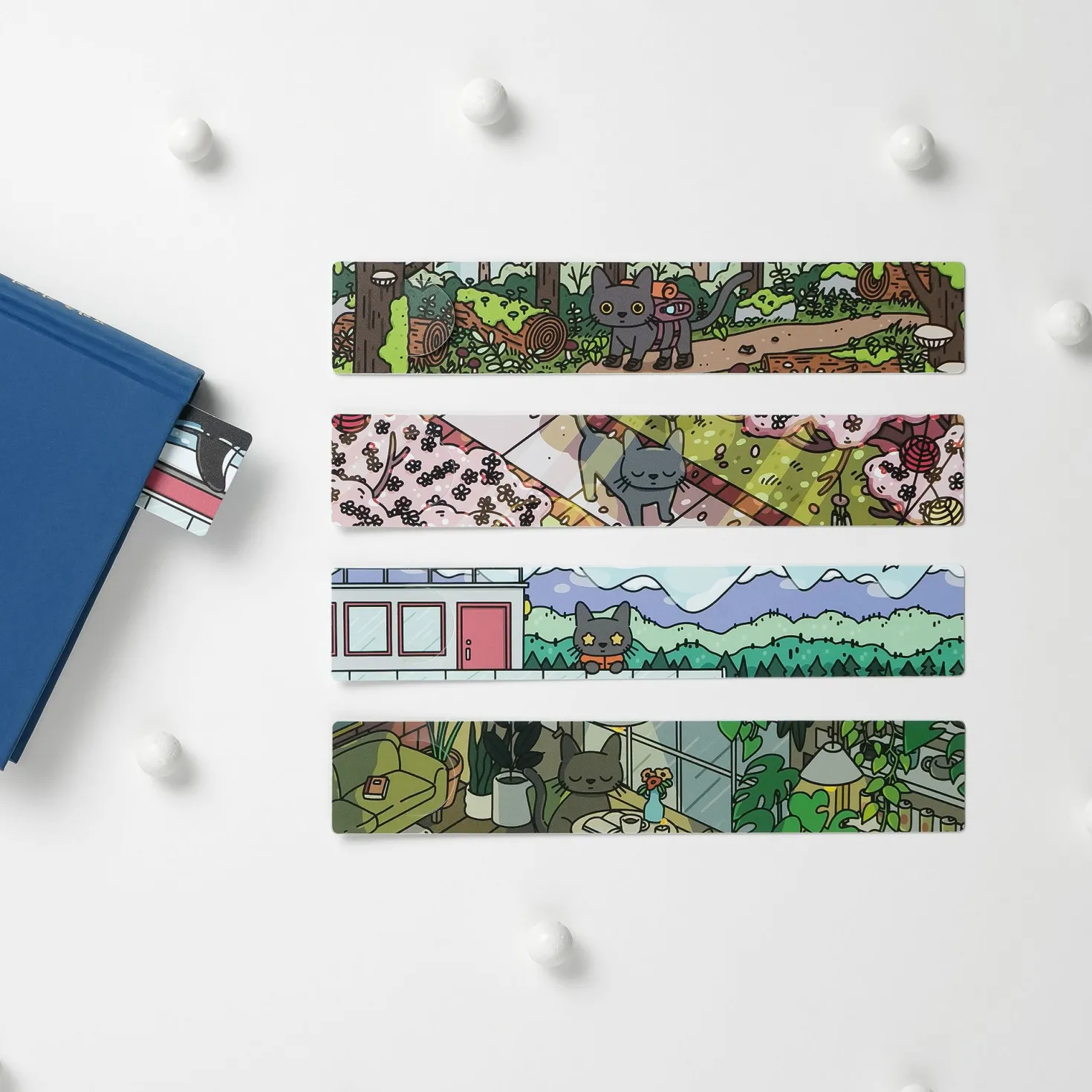 5pcs Cat in Seattle Bookmark Set