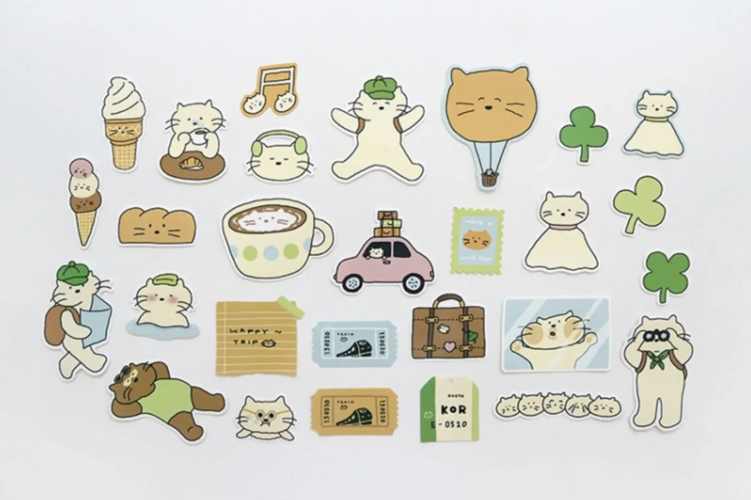 28pcs Cat's Happy Trip Sticker Set