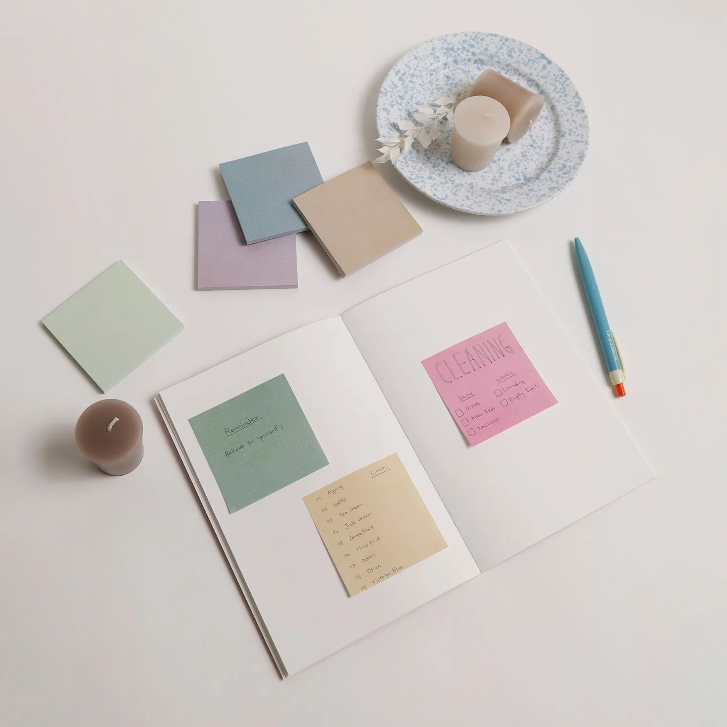 9pcs Colorful Dot Grid Sticky Note Set