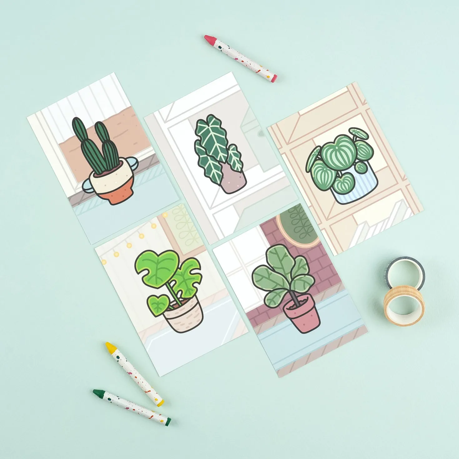 12pcs Cozy Home Houseplant Postcard Set
