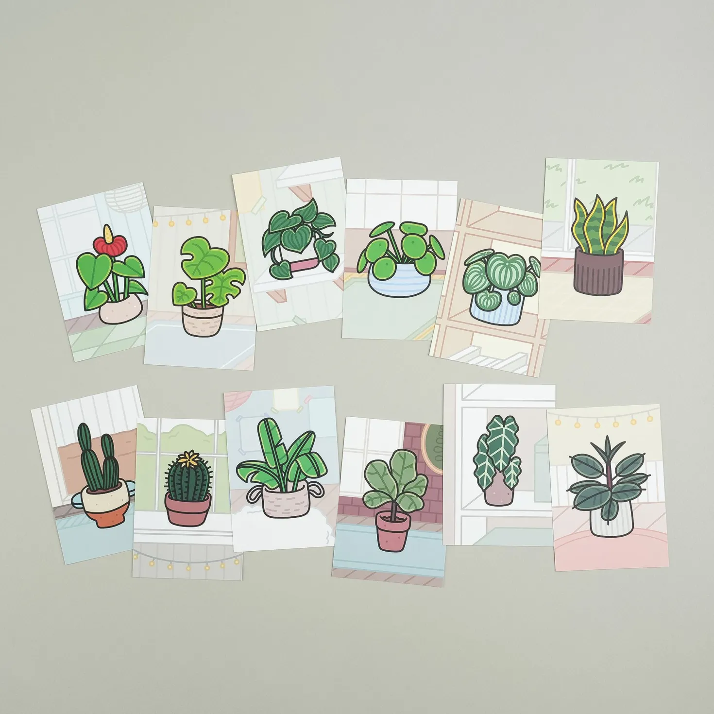 12pcs Cozy Home Houseplant Postcard Set