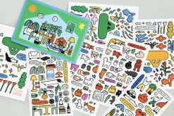 8pcs Drawing Illustration Removable Sticker Set