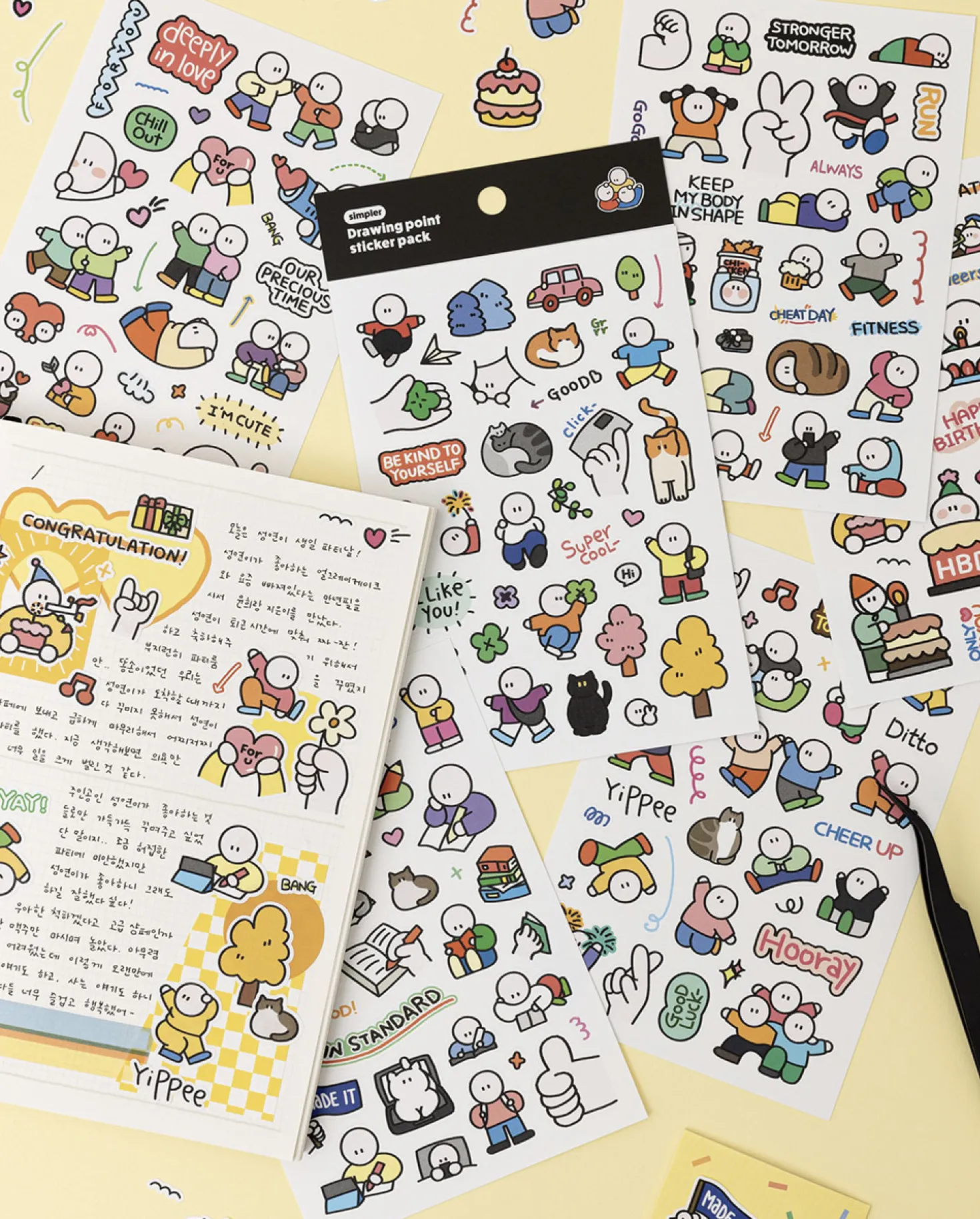 6pcs Drawing Point Removable Sticker Set