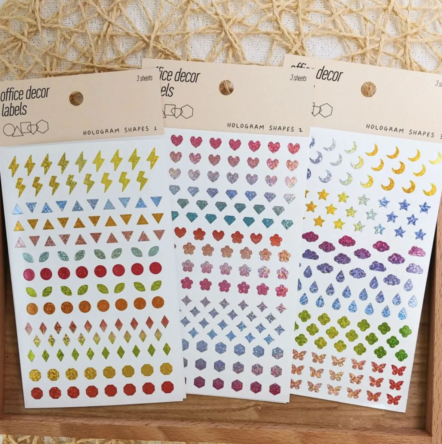 3pcs Hologram Shapes Sticker Set