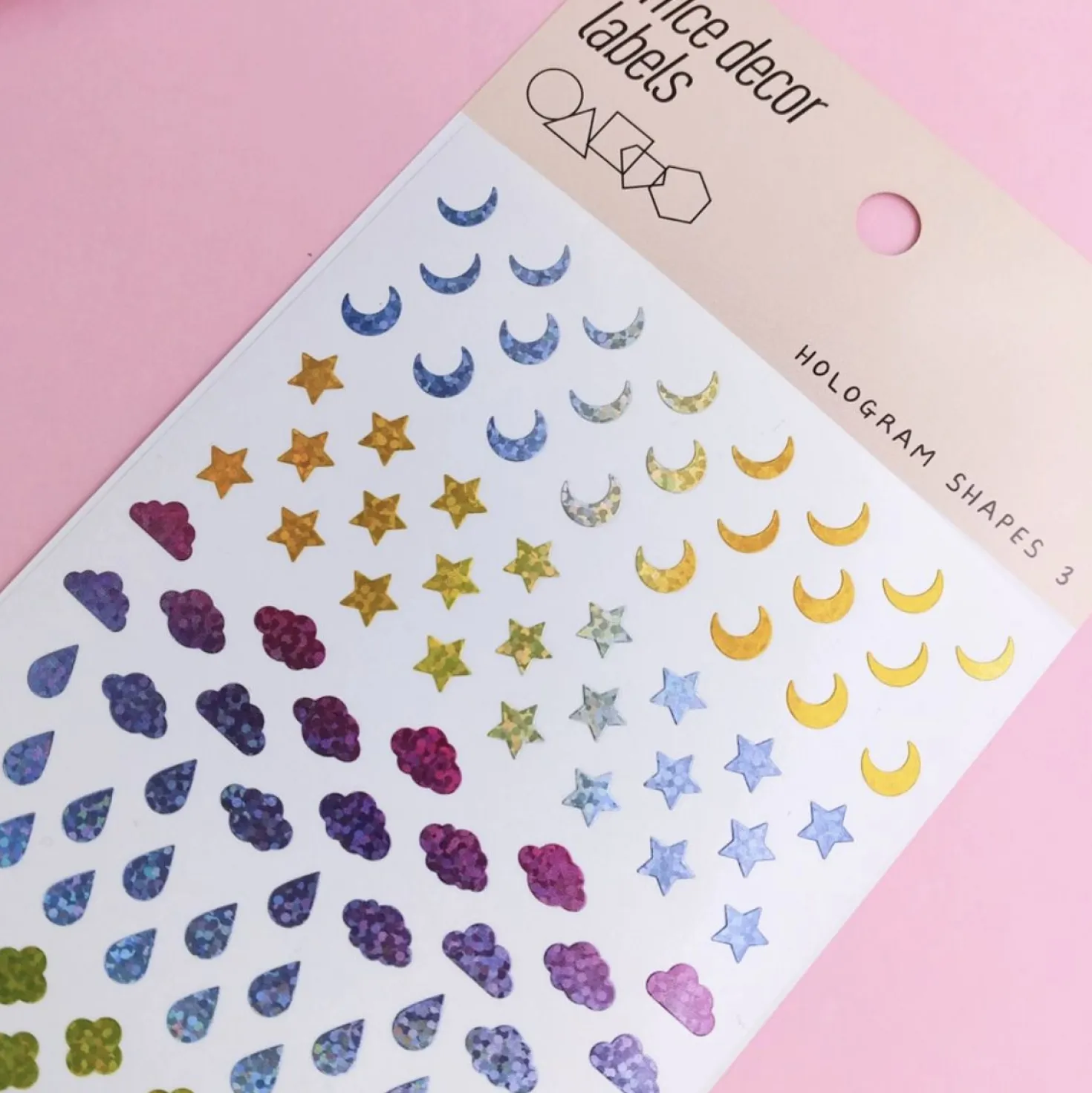 3pcs Hologram Shapes Sticker Set