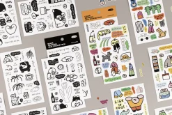 8pcs Little Things Drawing Removable Sticker Set