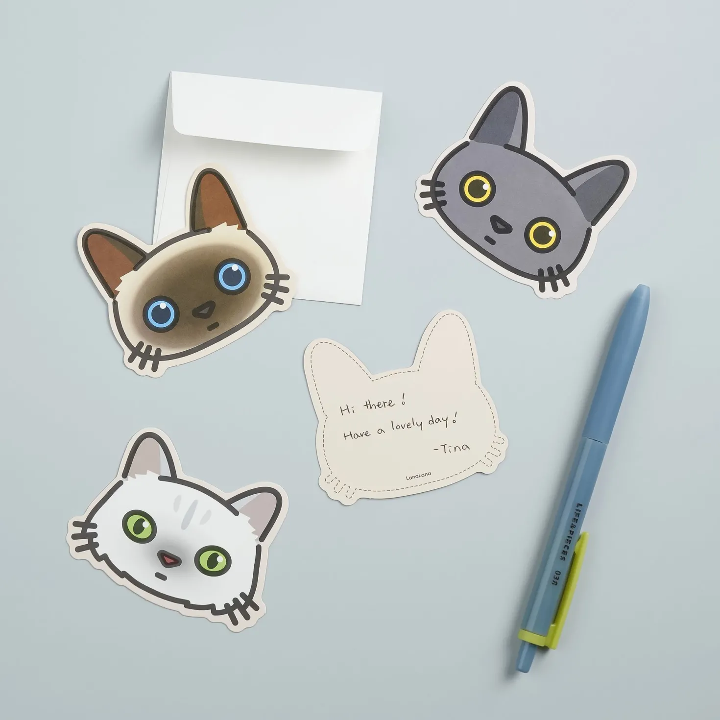 10pcs Mini Cat Face Card Set