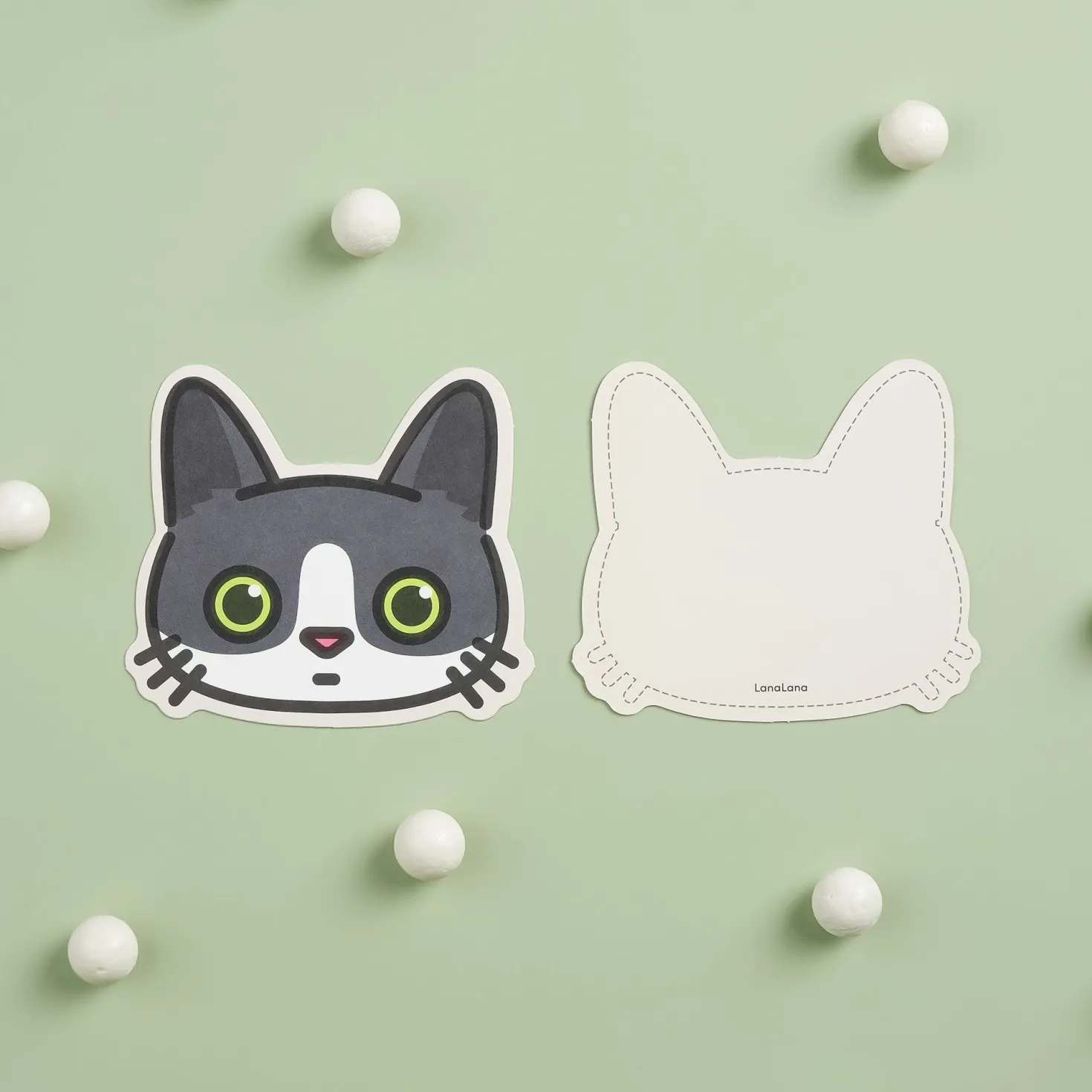 10pcs Mini Cat Face Card Set