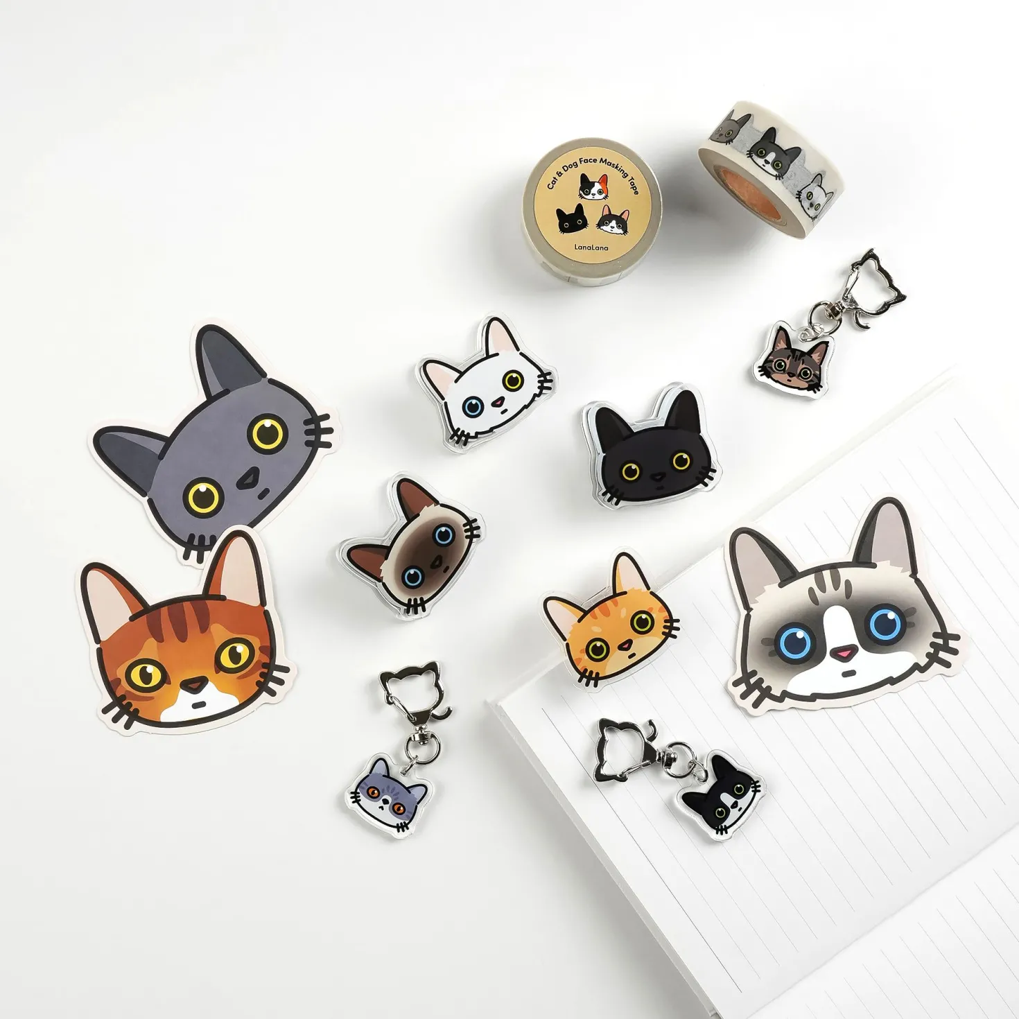 10pcs Mini Cat Face Card Set