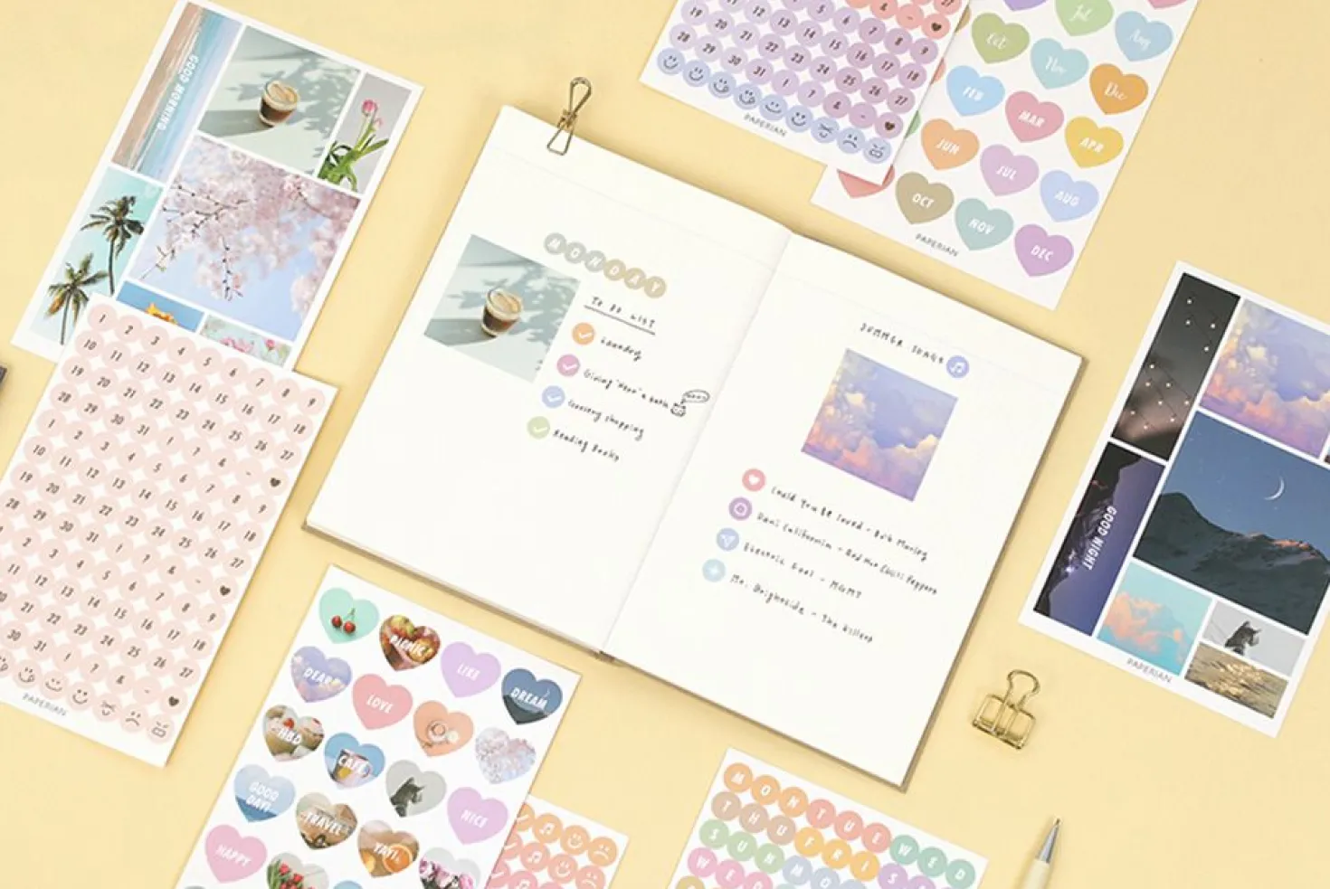 8pcs Paperian Removable Deco Sticker Set