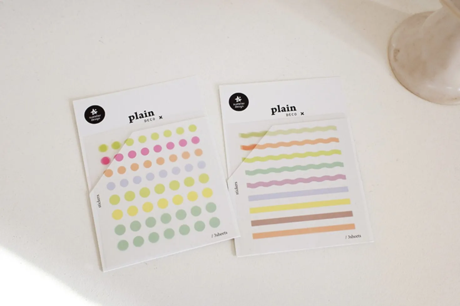3pcs Pop Plain Deco Sticker Set