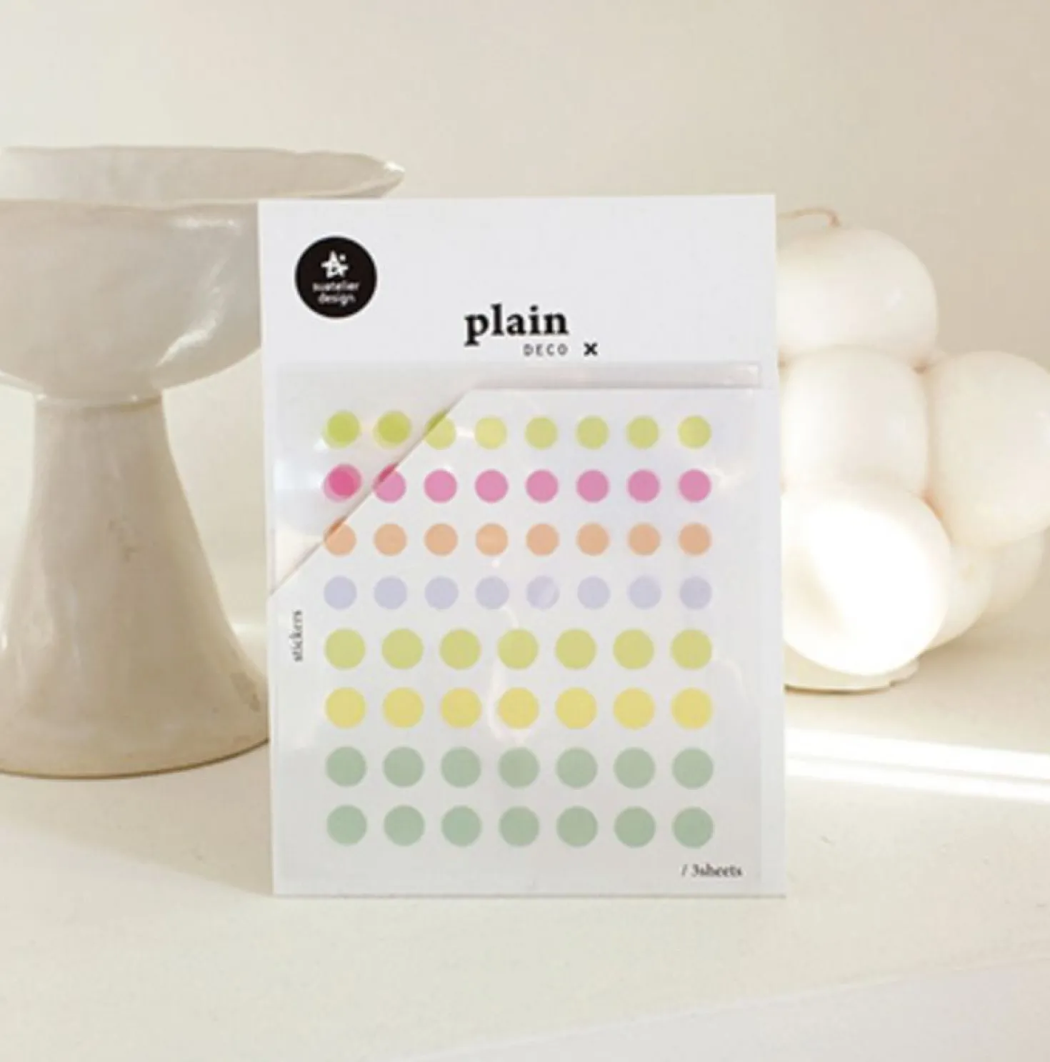 3pcs Pop Plain Deco Sticker Set