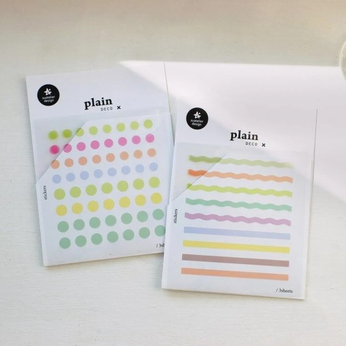 3pcs Pop Plain Deco Sticker Set