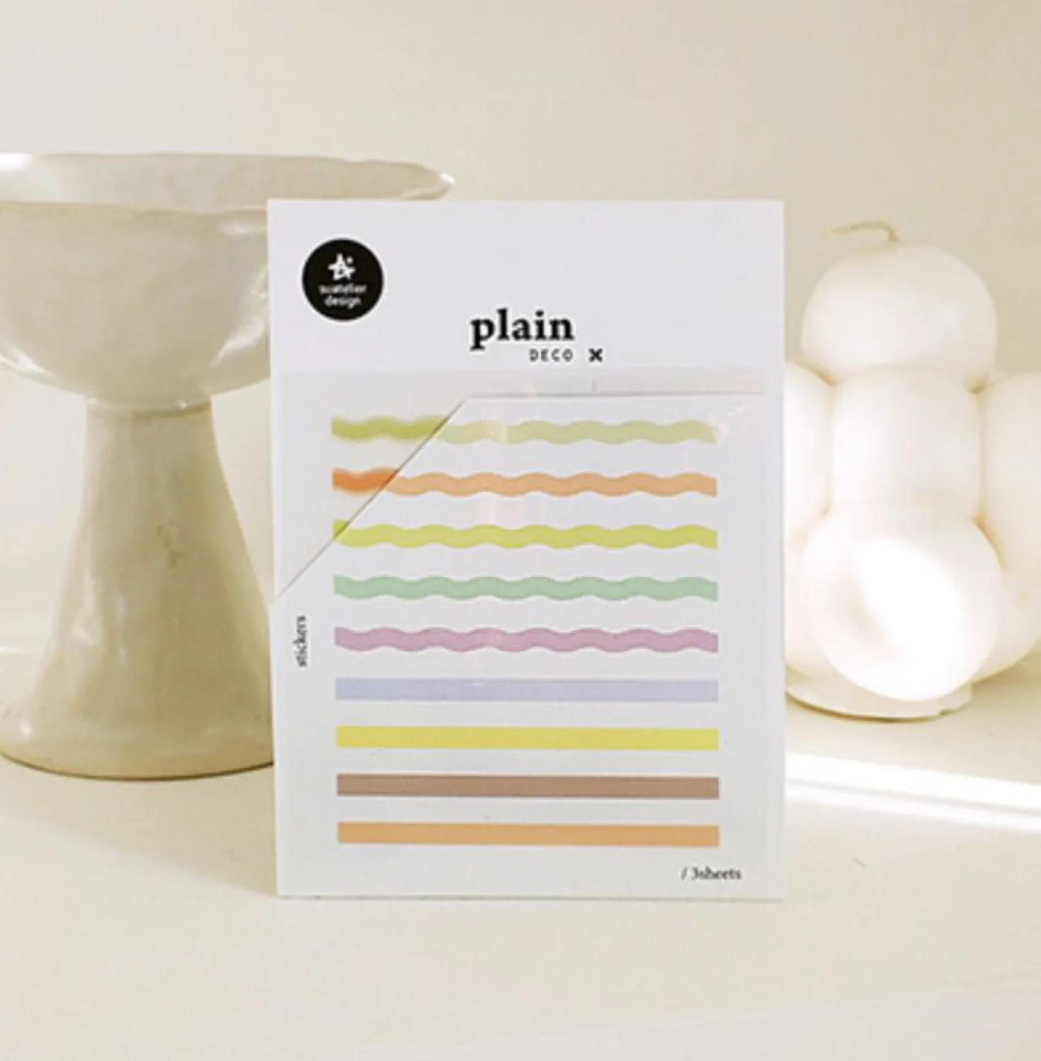 3pcs Pop Plain Deco Sticker Set