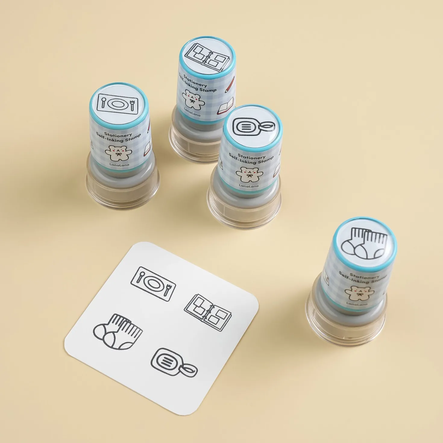 4pcs Self-inking Stamp Set