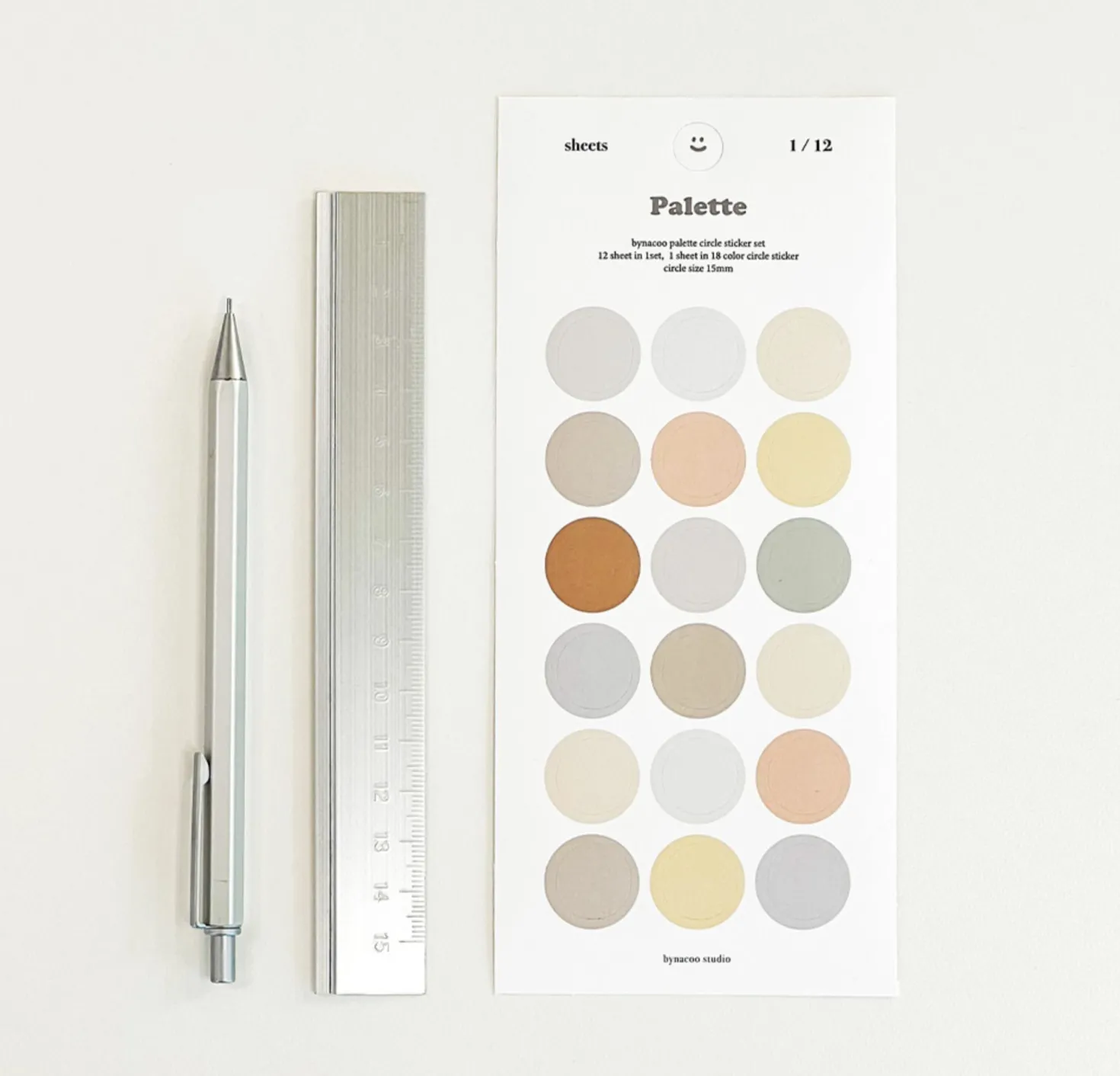 12pcs Simple Palette Round Sticker Set
