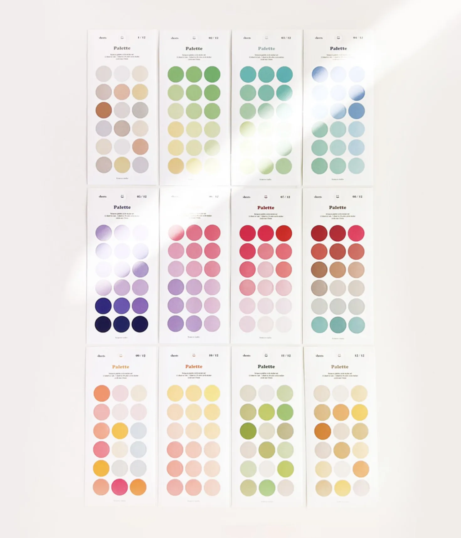 12pcs Simple Palette Round Sticker Set