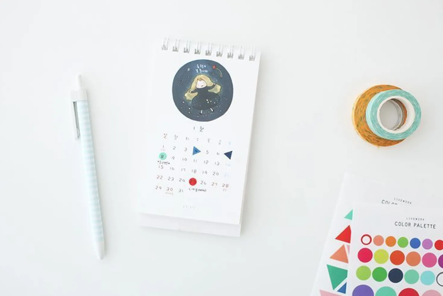 2pcs Solid Color Palette Sticker Set