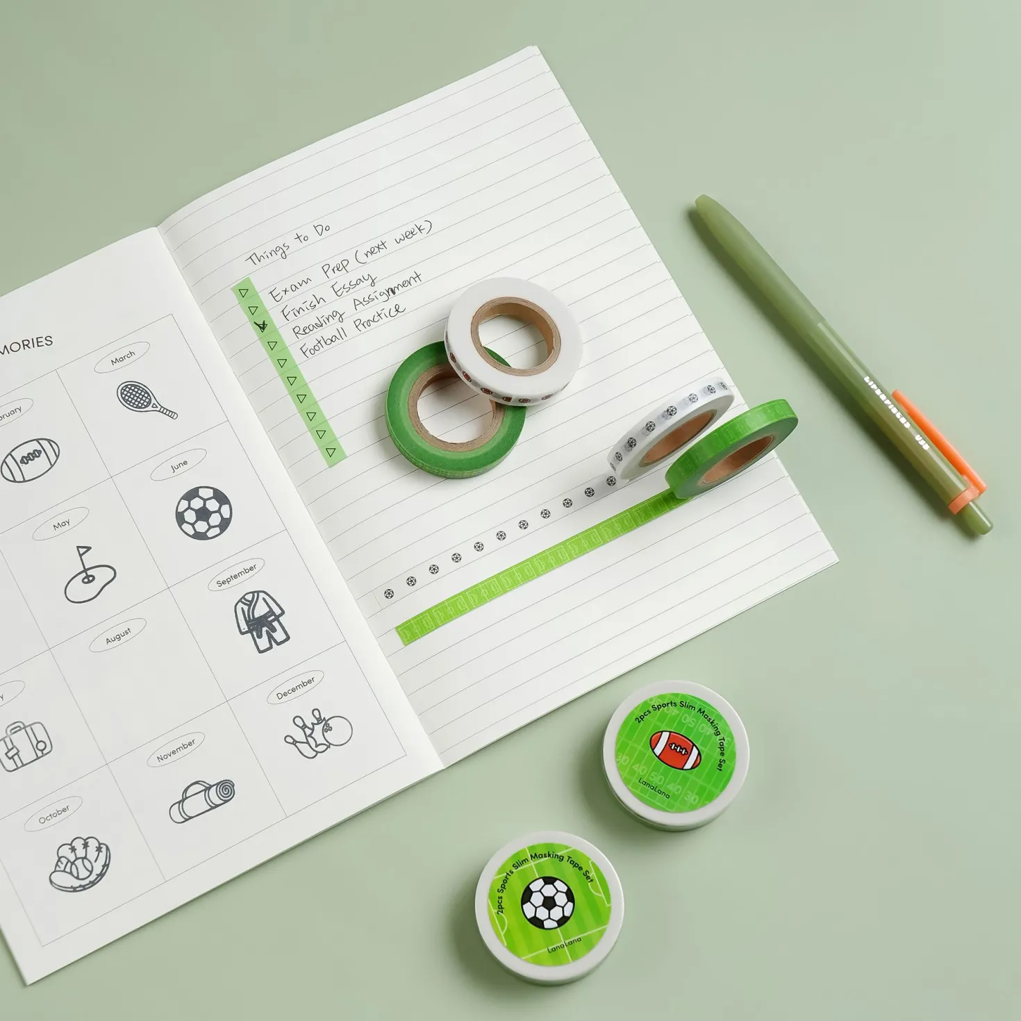 2pcs Sports Slim Masking Tape Set