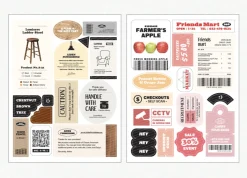 6pcs Vintage Removable Sticker Set
